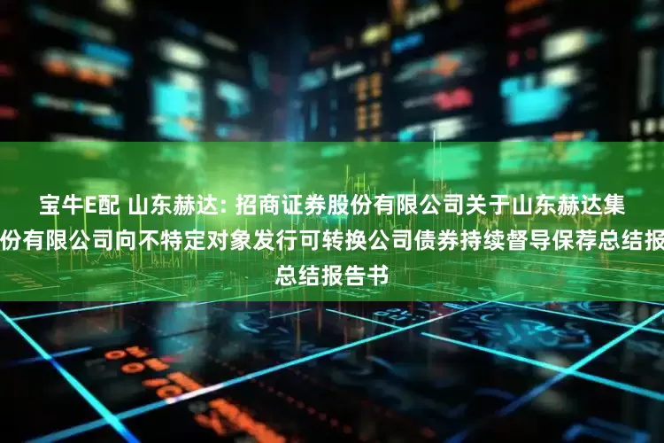 宝牛E配 山东赫达: 招商证券股份有限公司关于山东赫达集团股份有限公司向不特定对象发行可转换公司债券持续督导保荐总结报告书